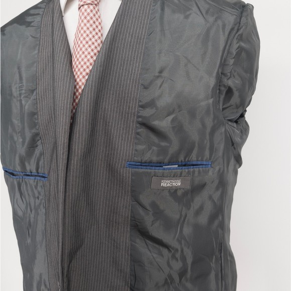 Kenneth Cole Reaction Men's Sport Coat Blazer Suit Jacket 2 Button Pinstripe 46L - Picture 10 of 11